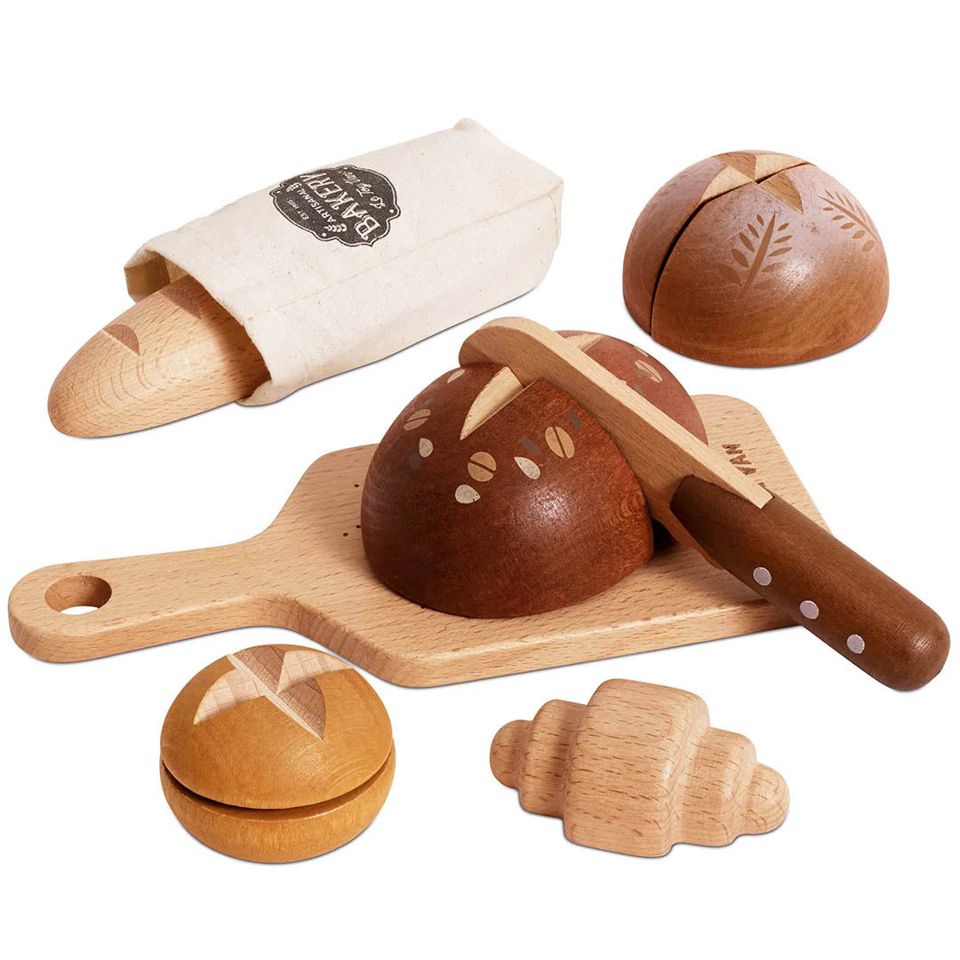 Wooden Artisan Bread and Knife Set