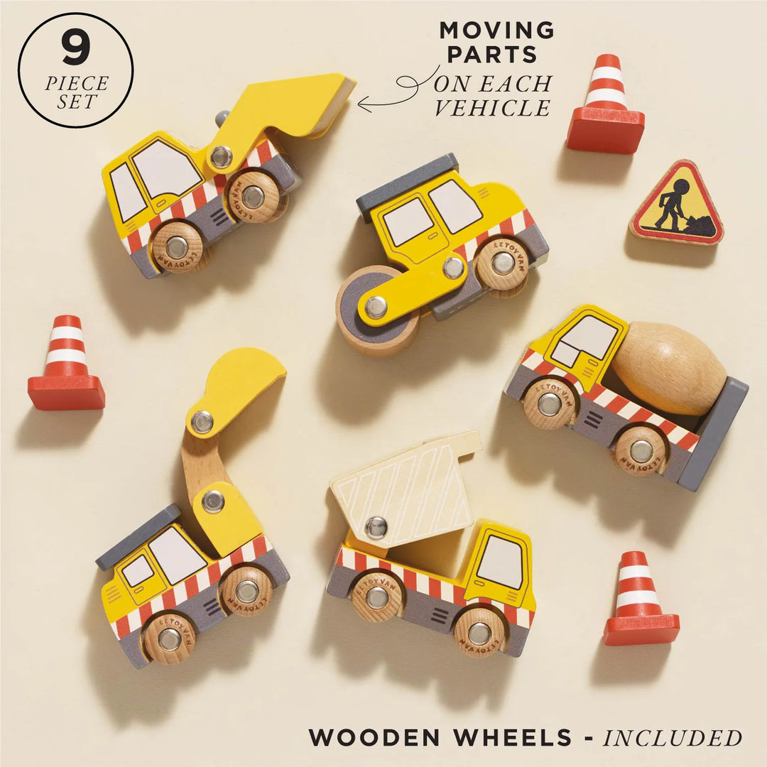 NEW Wooden Construction Toy Cars and Trucks