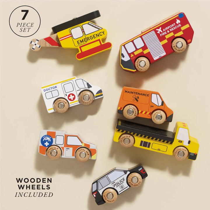 NEW Wooden Emergency Helicopter & Rescue Cars