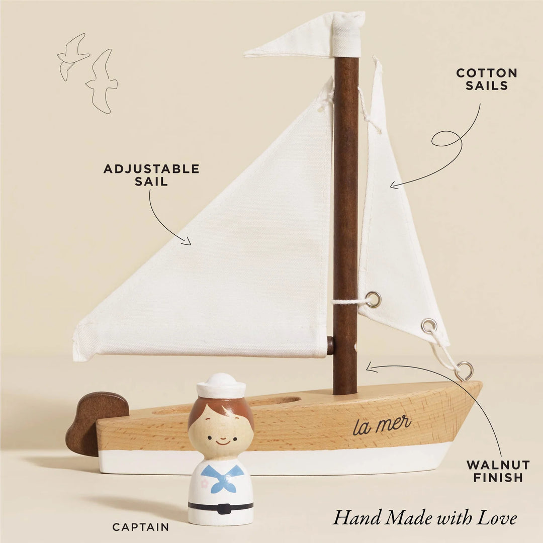 NEW Wooden Sailing Boat & Captain