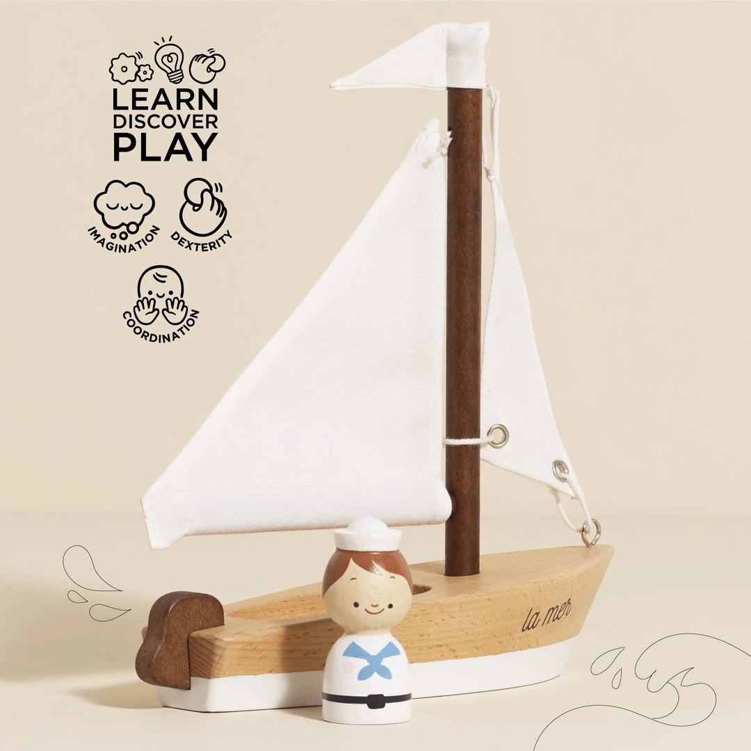 NEW Wooden Sailing Boat & Captain