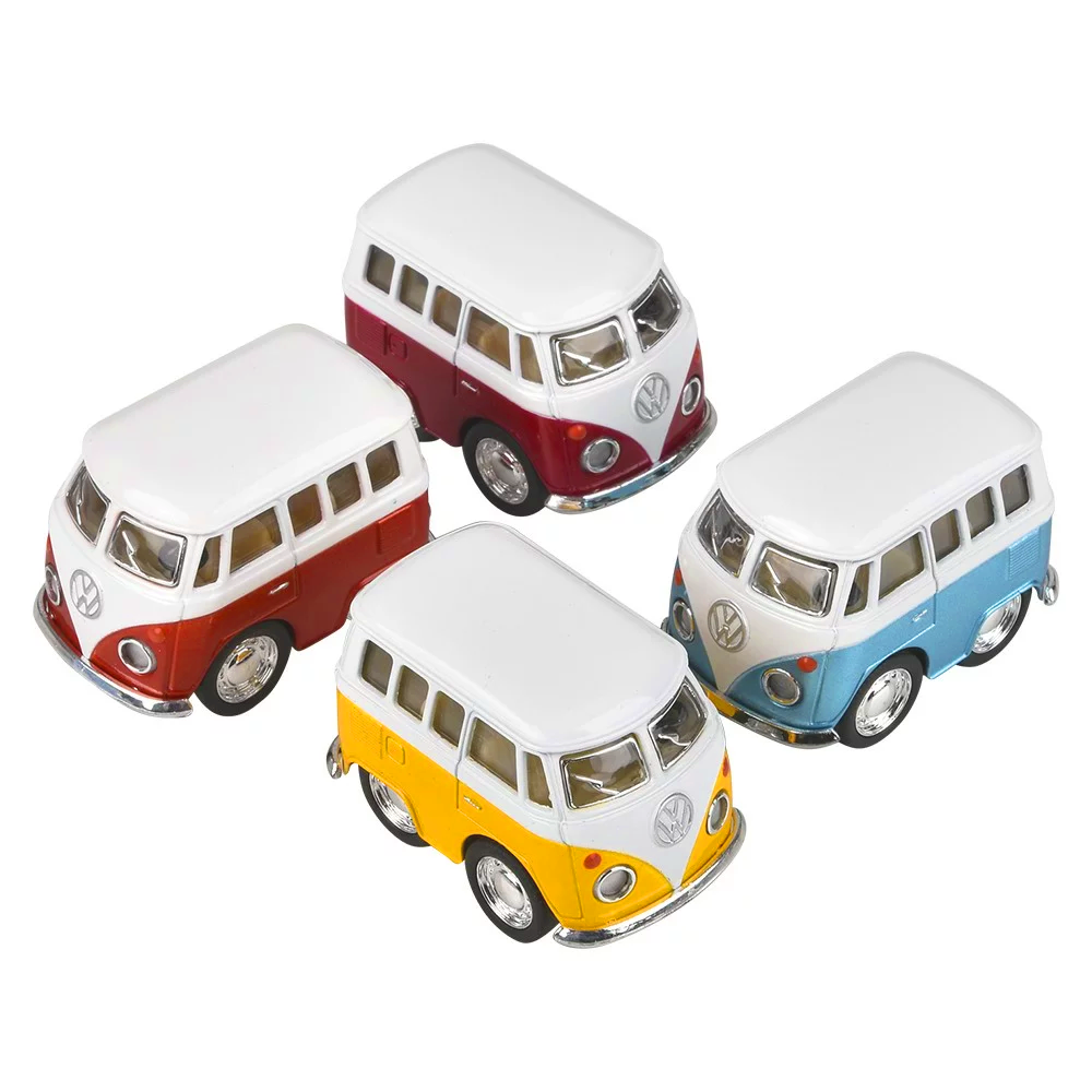Die Cast Pull Back Cars: Mini 2" Volkswagon Bus Primary Colors