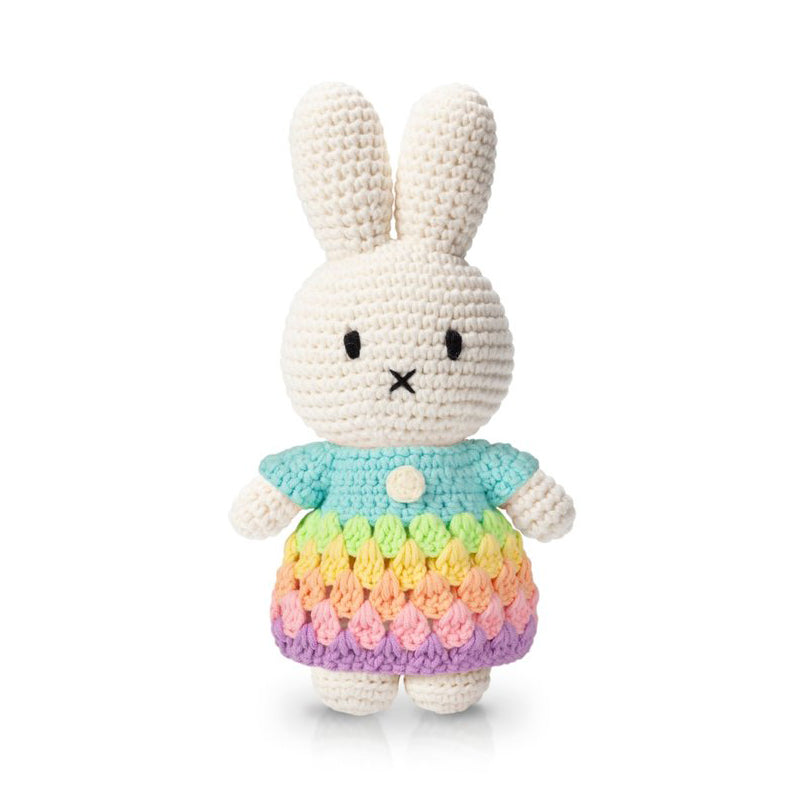 NEW Miffy Handmade Crochet Doll- Rainbow Dress