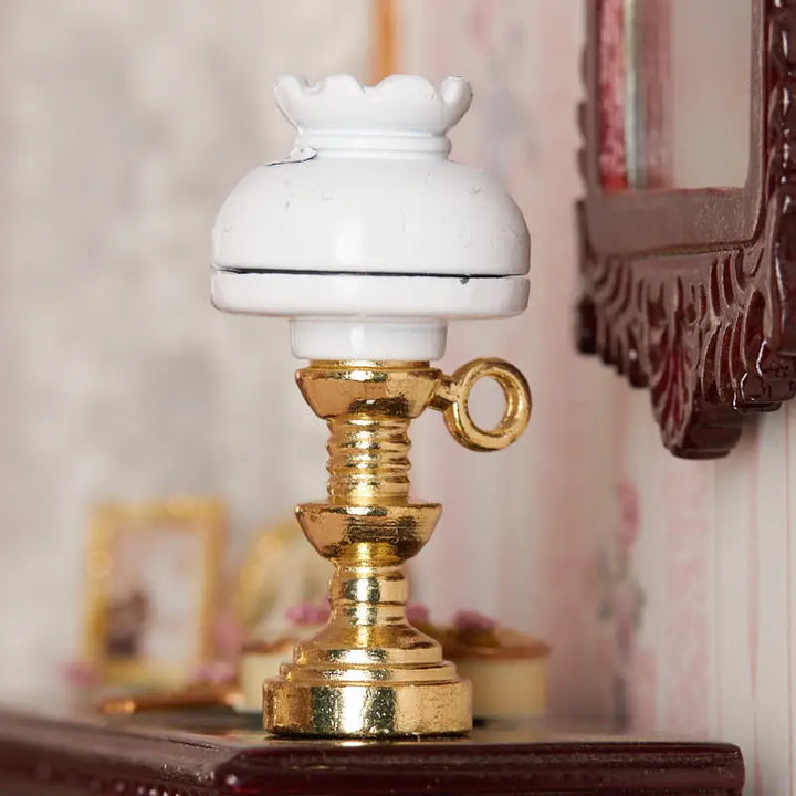 Dollhouse Miniatures: Metal Hurricane Lamp