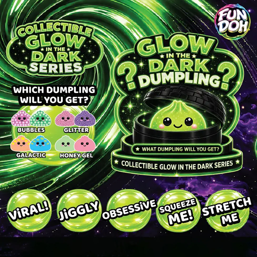 Fun Doh Glow-in-the-Dark Mystery Dumpling Squishy Toy Black