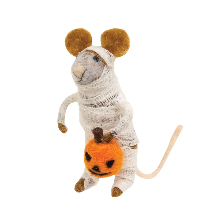 Felted Mummy Mouse Ornament