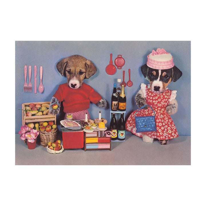 Postcard - Dogs at Market