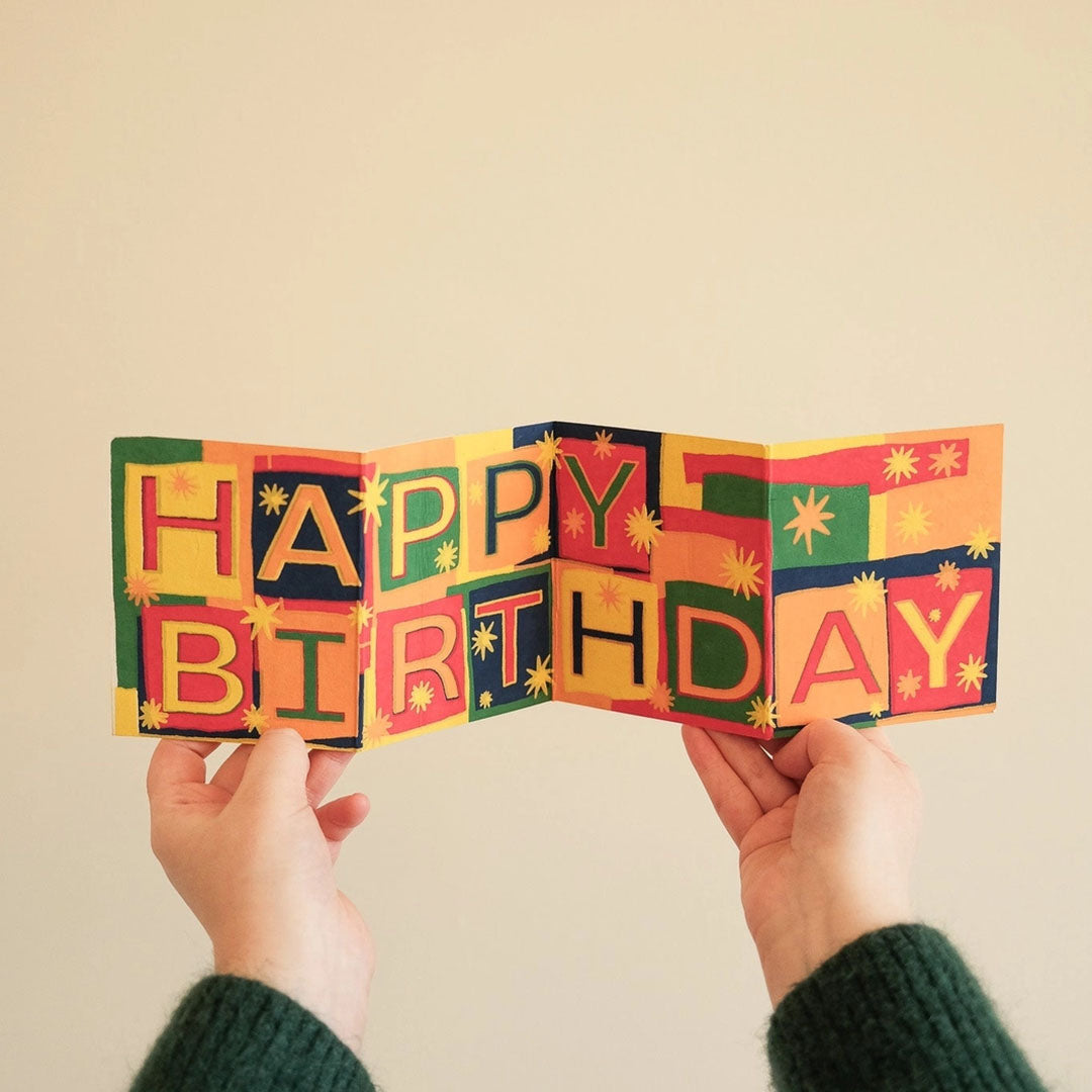 NEW Happy Birthday Concertina Greeting Card