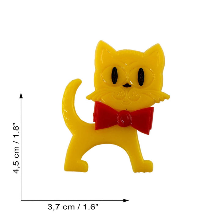 Retro Cat Pin Yellow/Red
