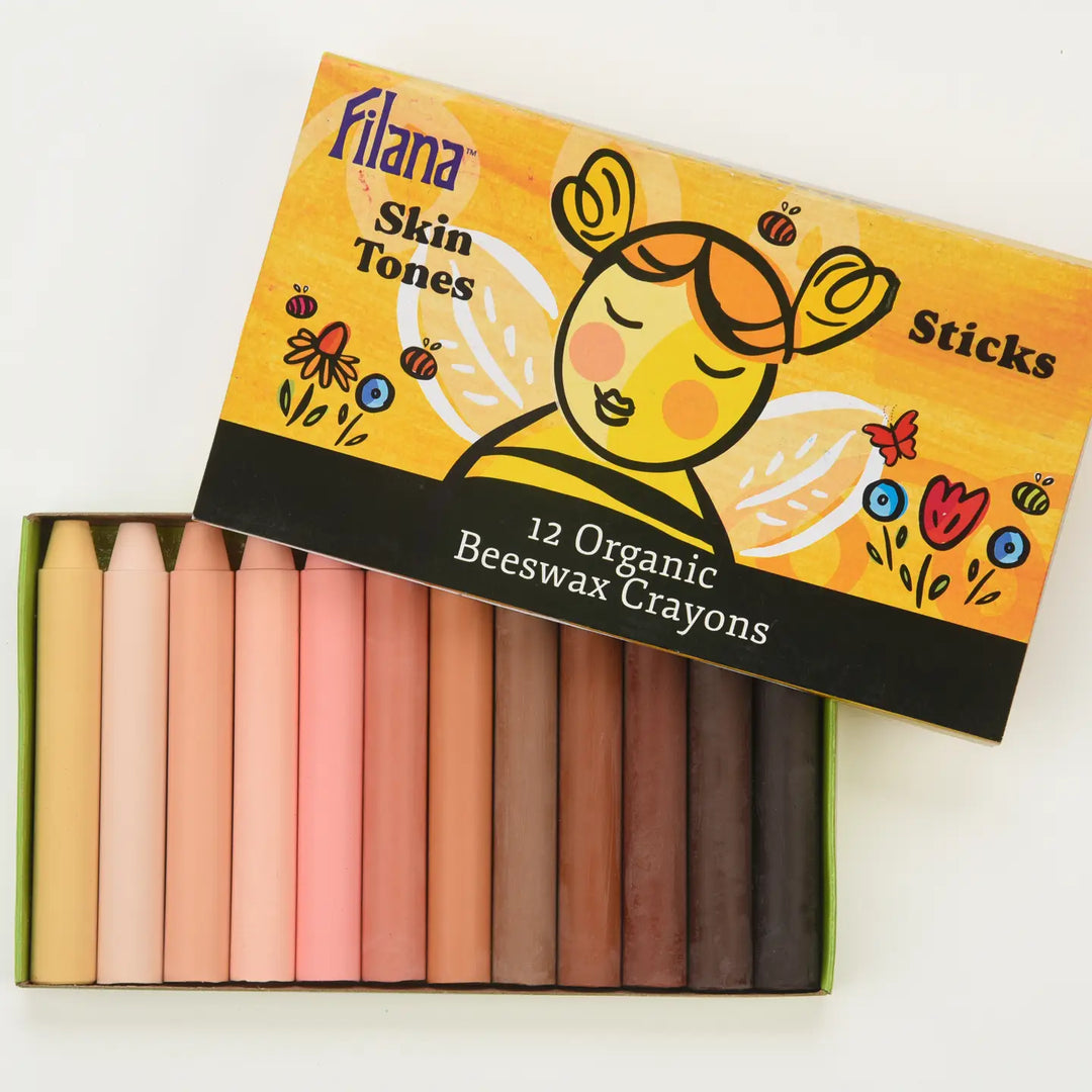 Organic Beeswax Crayons- 12 Skin Tones Colors in Stick