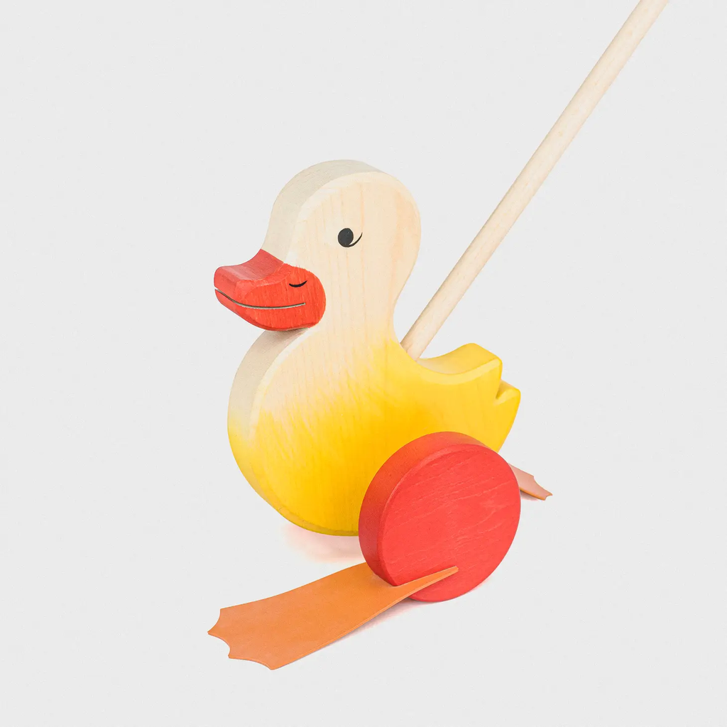 NEW Handmade Wooden Push Duck Toy- Yellow