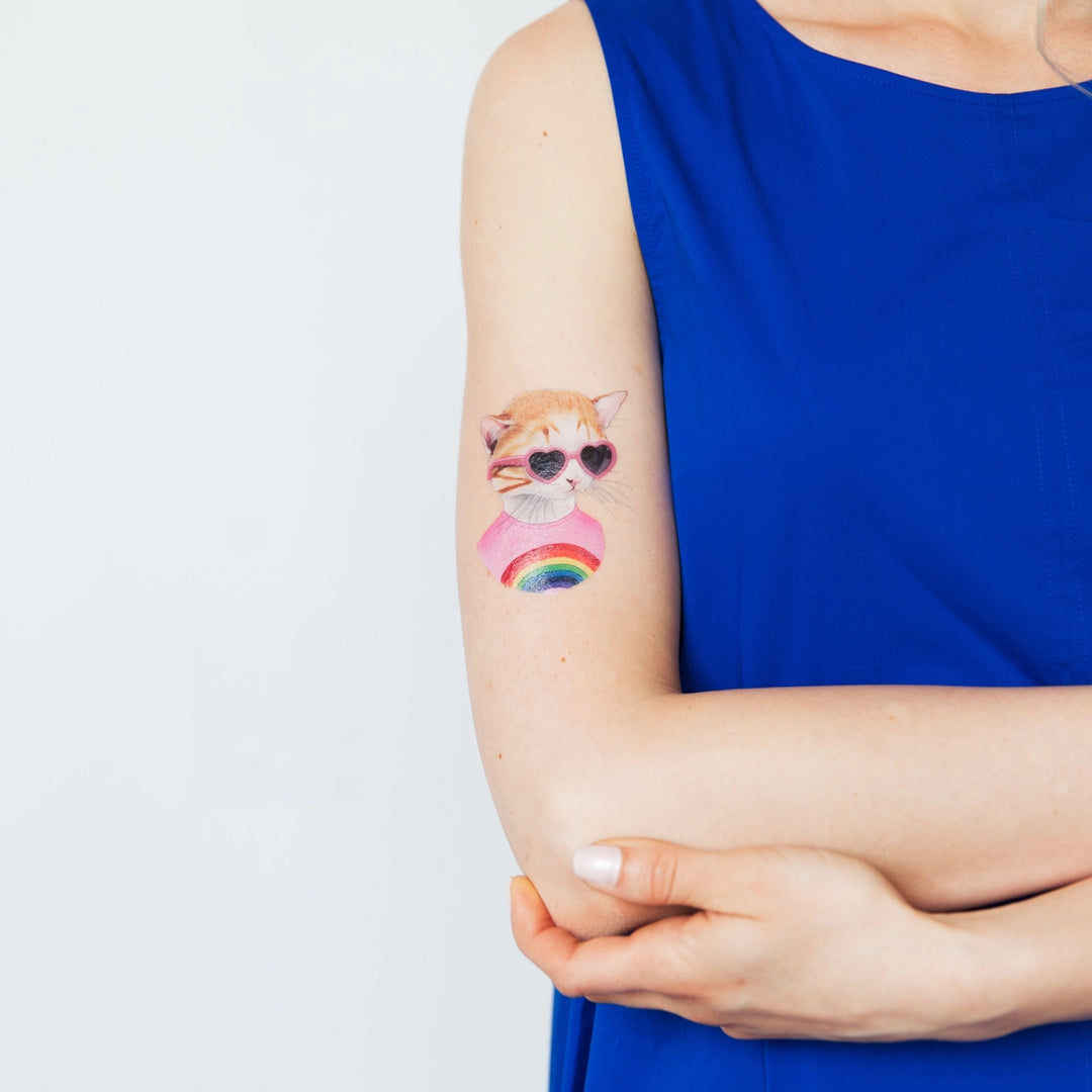 Temporary Tattoo Sheets: Rainbow Kitten Pair