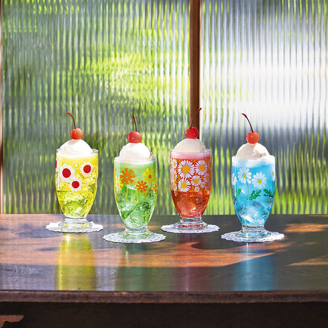 Retro Glass Tumbler Cup - Hanazakari Floral
