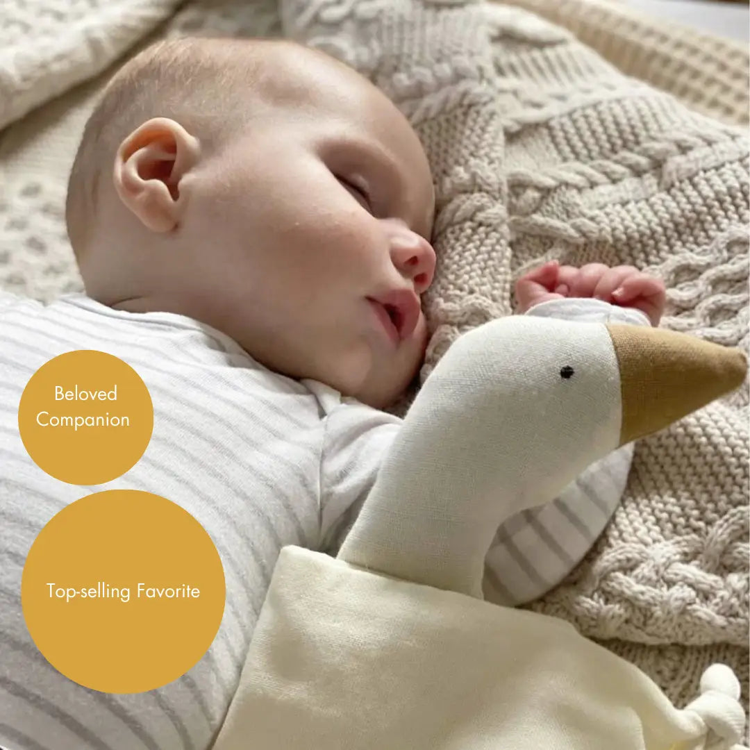Organic Cotton Cuddle Cloth Goose with Pacifier Holder