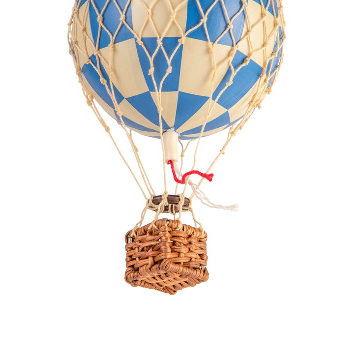 Hot Air Balloon Floating Hanging Mobile- Blue Checkered