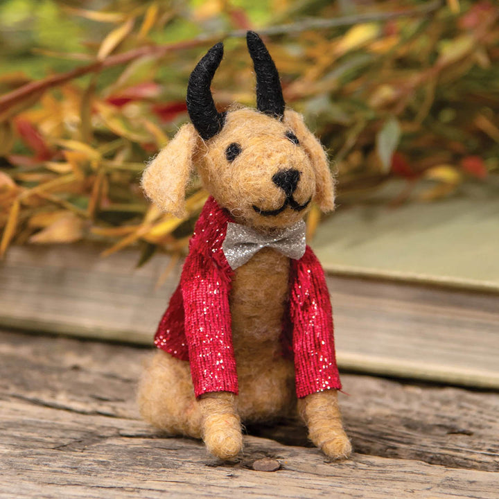Felted Devil Dog Ornament