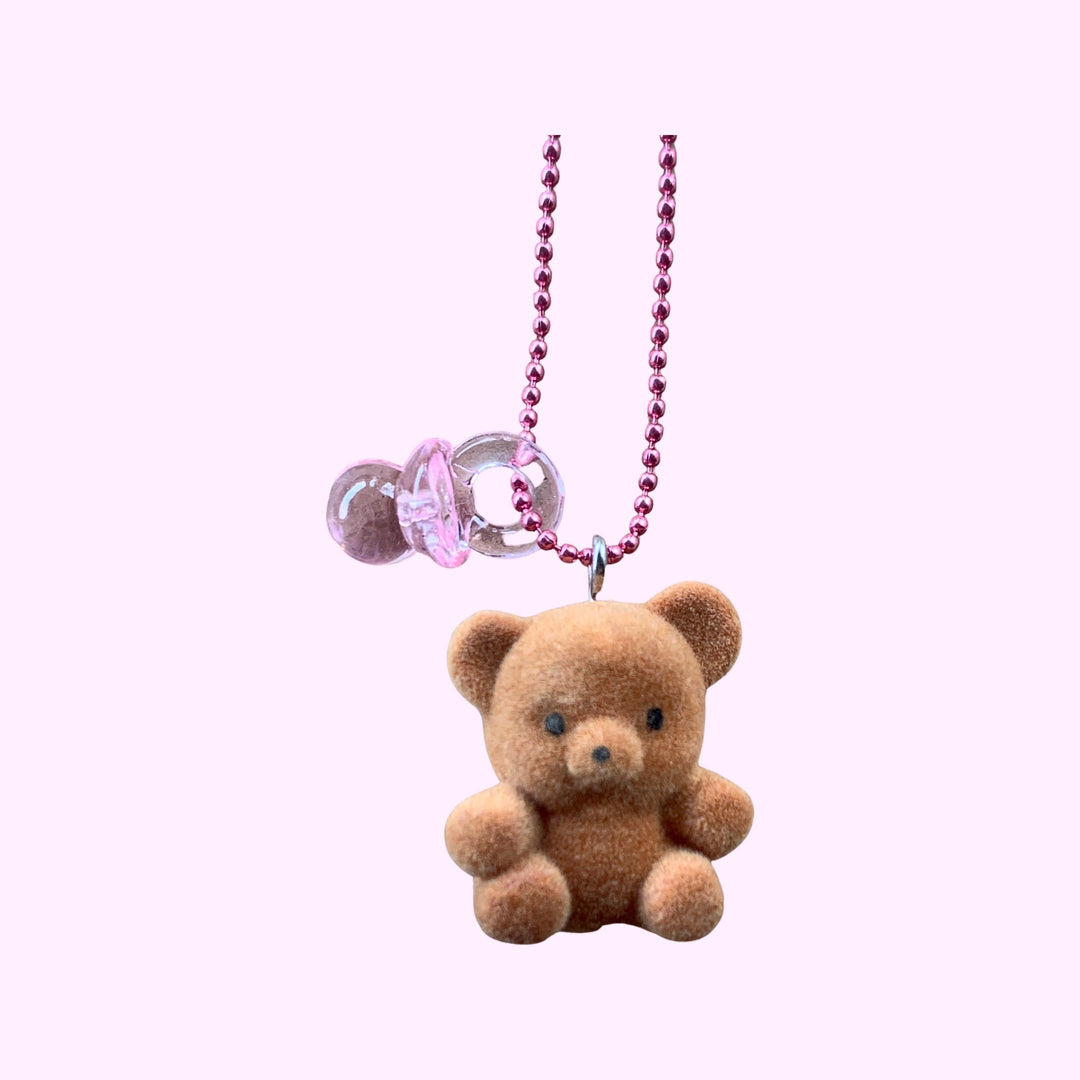 NEW Pop Cutie 90's Brown Bear with Binky Necklace