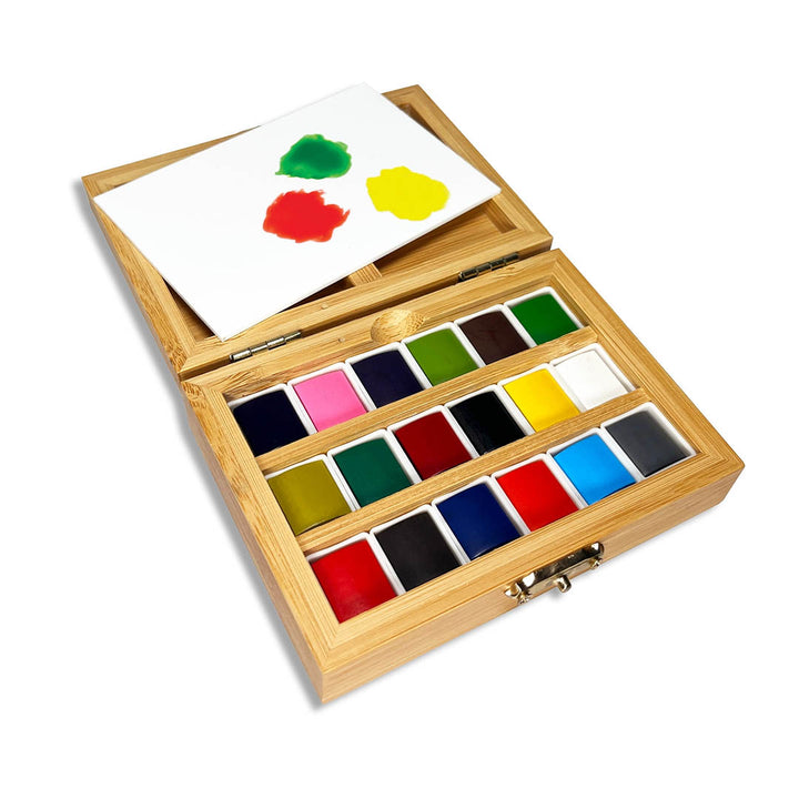 Watercolor Set - Bamboo Box - 18 Colors