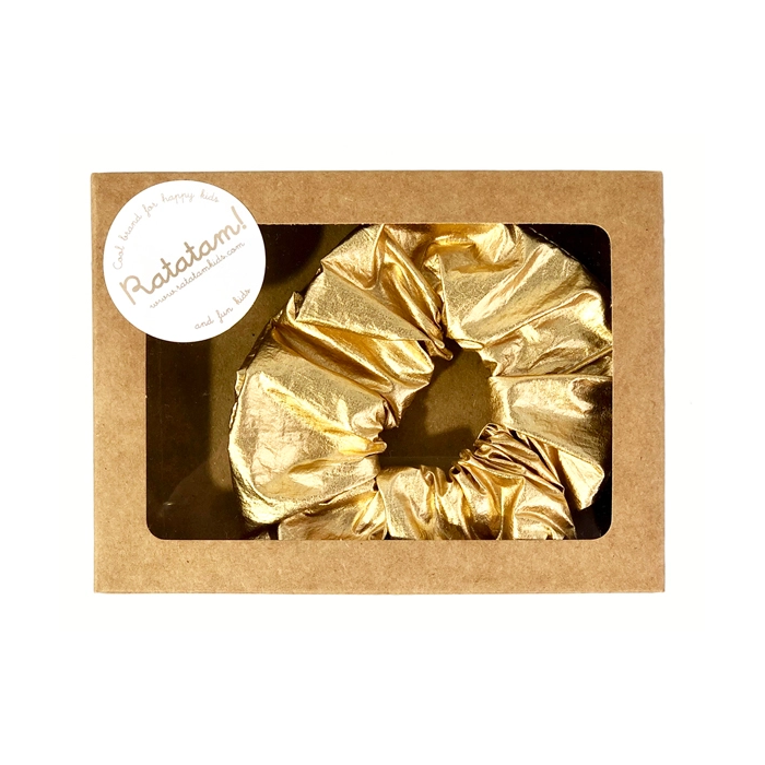 The Kid's Elastic Metallic Scrunchie- Gold