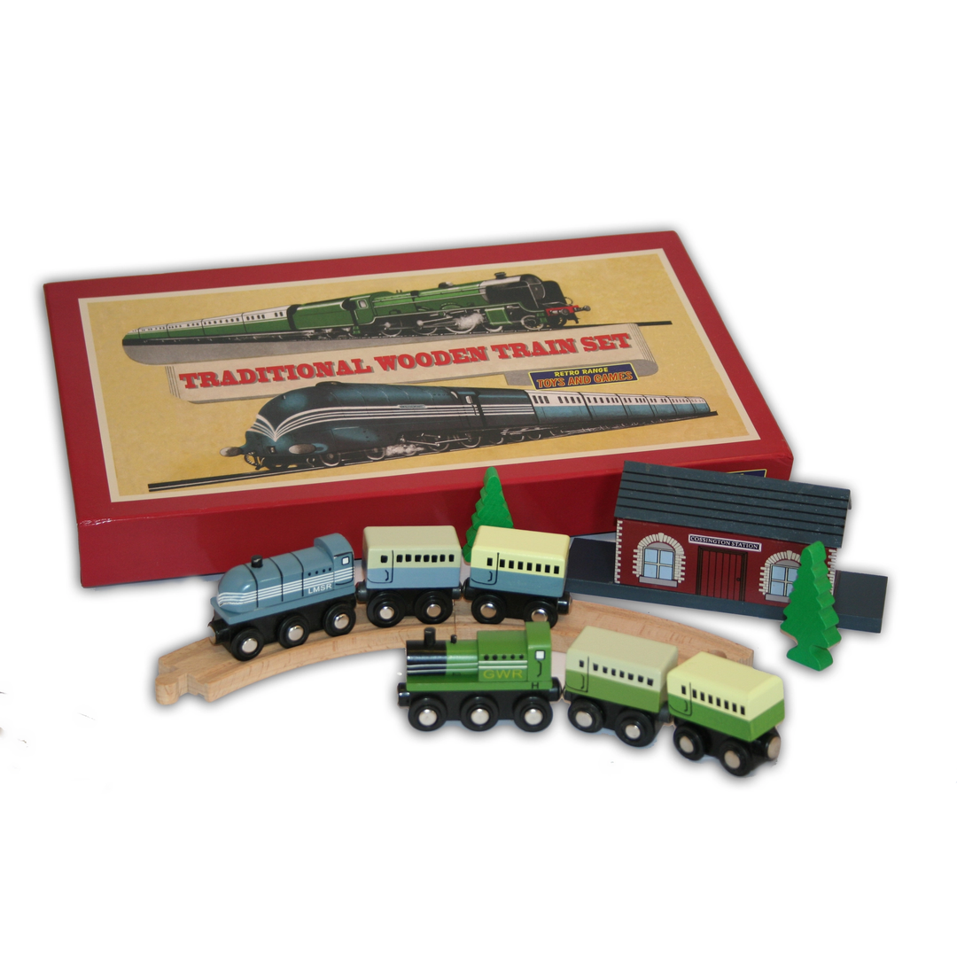 Traditional Wooden Train Set- Works with Brio!