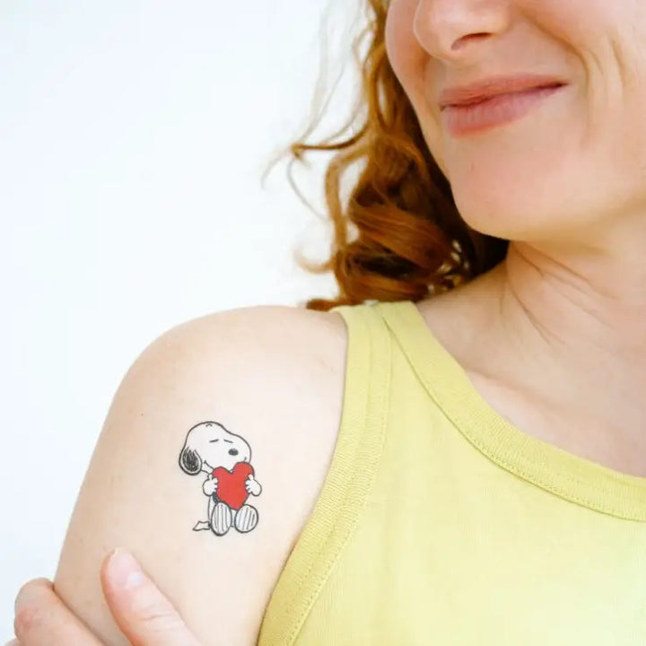 Temporary Tattoo Sheets: Snoopy Heart Hug Tattoo Pair