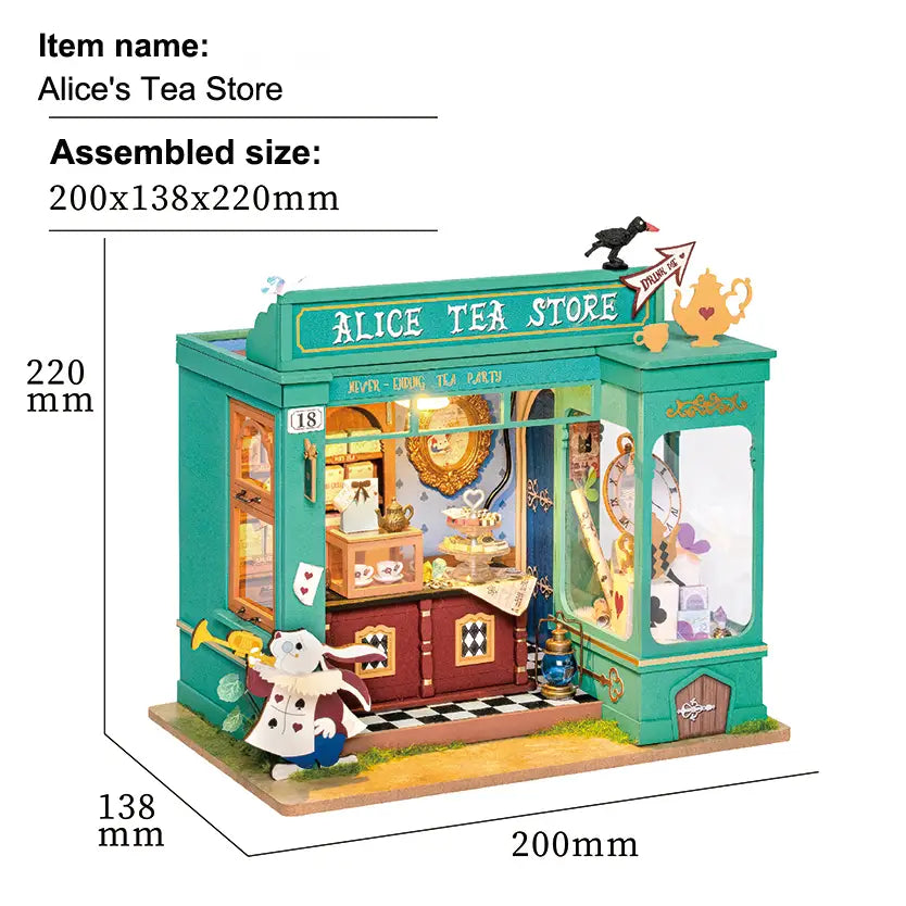 DIY Wooden Miniature House Kit: Alice's Tea Store