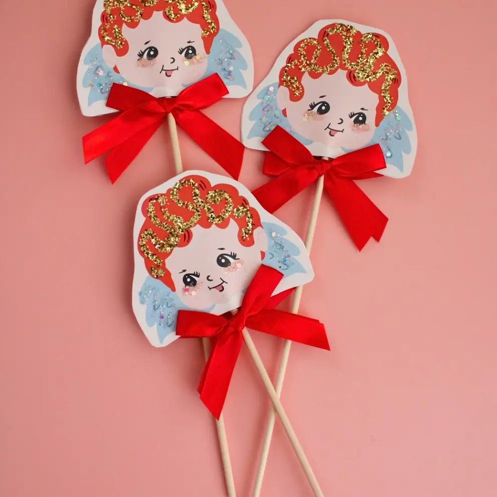 Vintage Cupid Valentine Handmade Glitter Party Wand