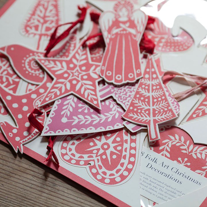 Folk Art Christmas Decorations - Set of 18