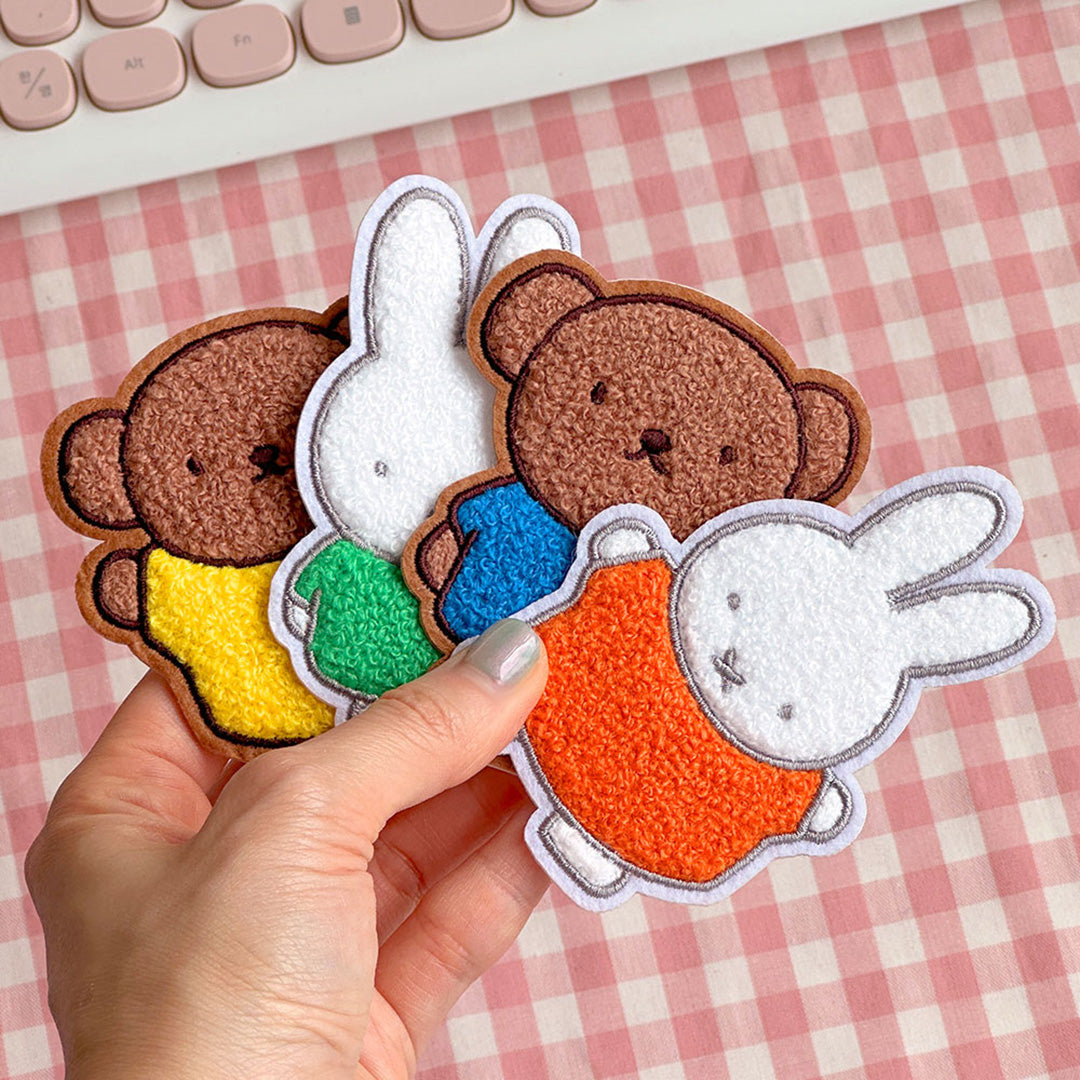 Embroidered Fluffy Boucle Patch Stickers: Miffy & Boris