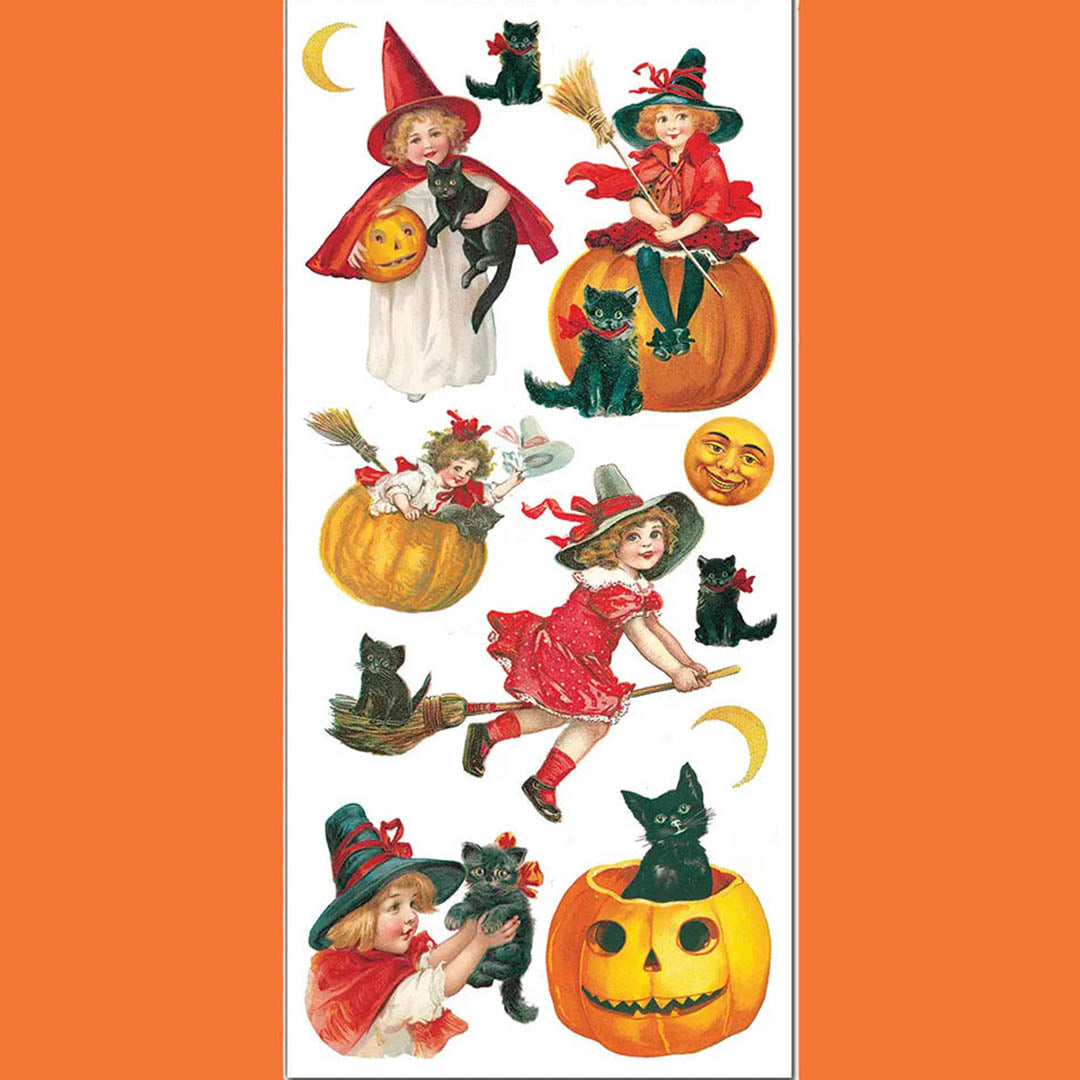 Children Witches/Halloween Cats Stickers