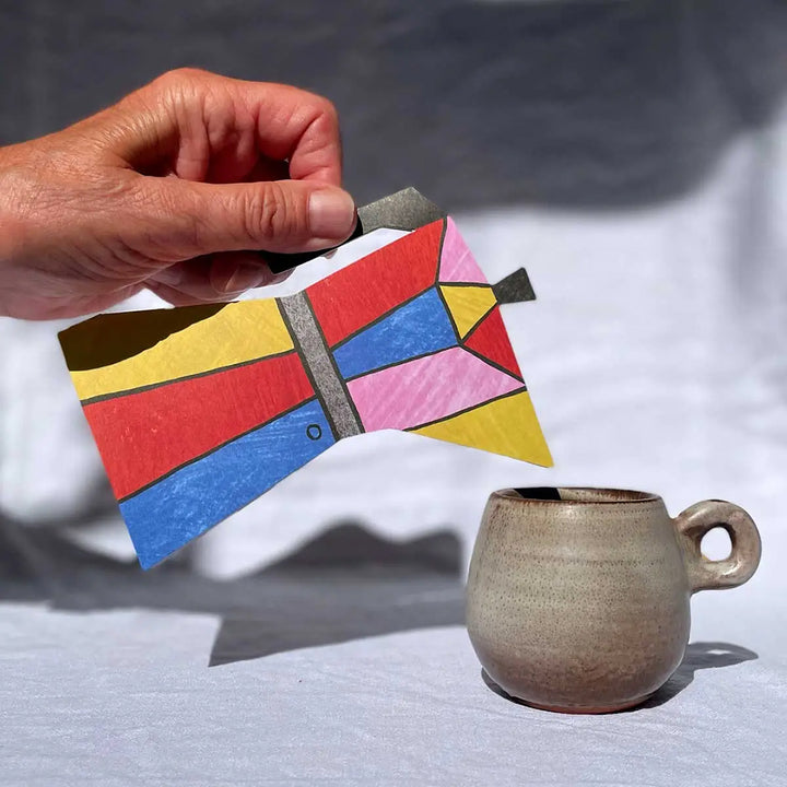 Color Block Coffee Pot Shaped Greeting Card
