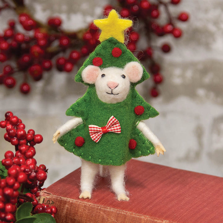 NEW Mouse in Tree Felted Ornament