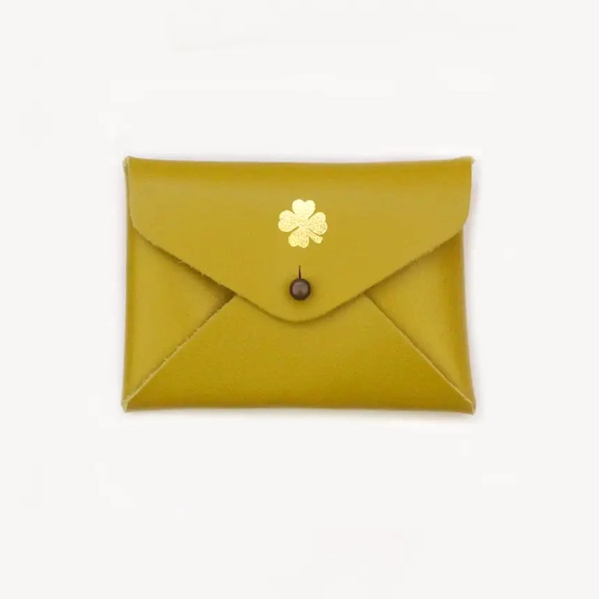 100% Leather Mini Pouch: Clover