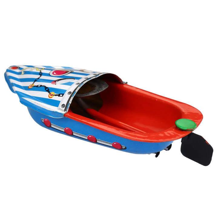 Retro Tin Toy Candle Boat Pop Pop Boat - Striped Blue
