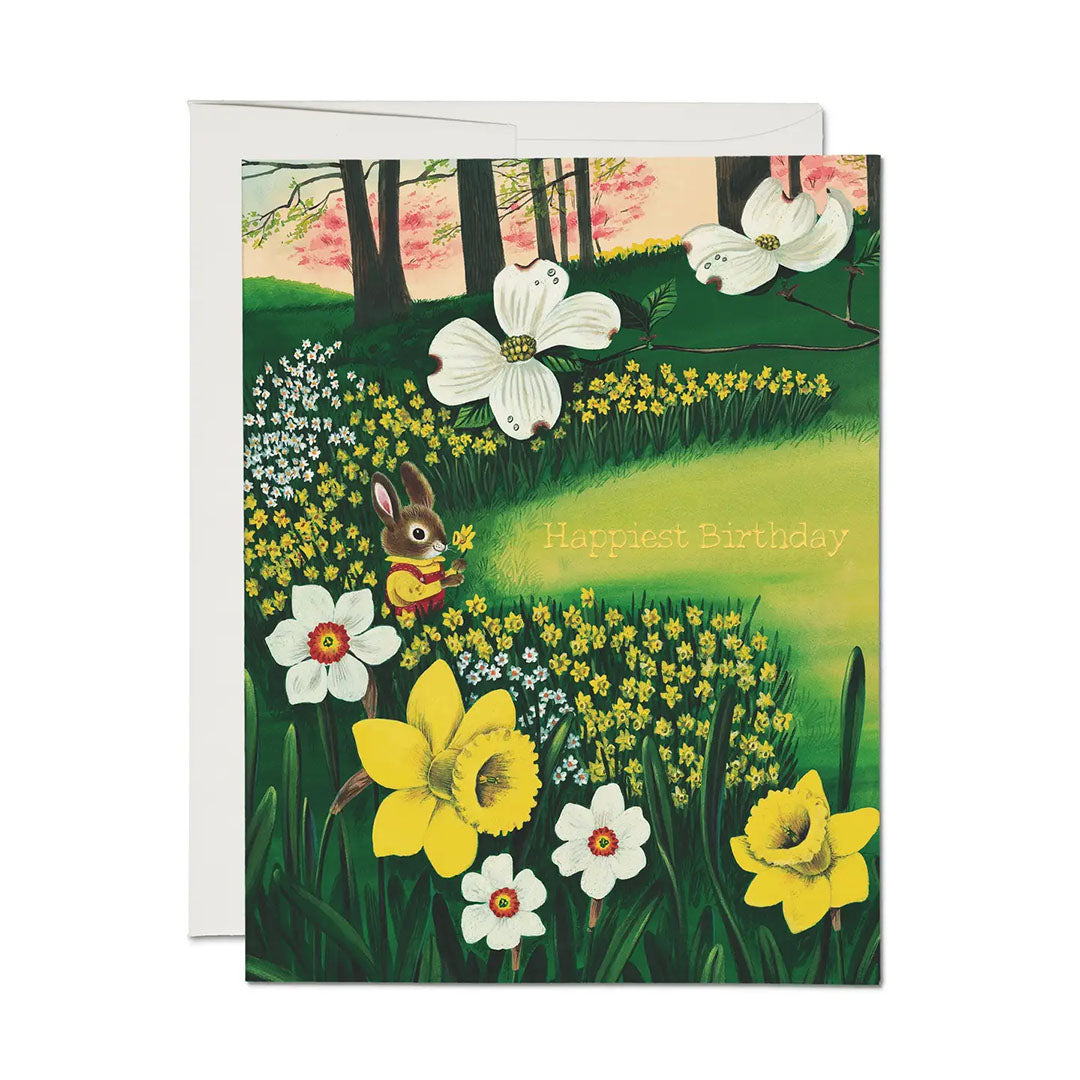 Richard Scarry Bunny and Daffodils Birthday Greeting Card