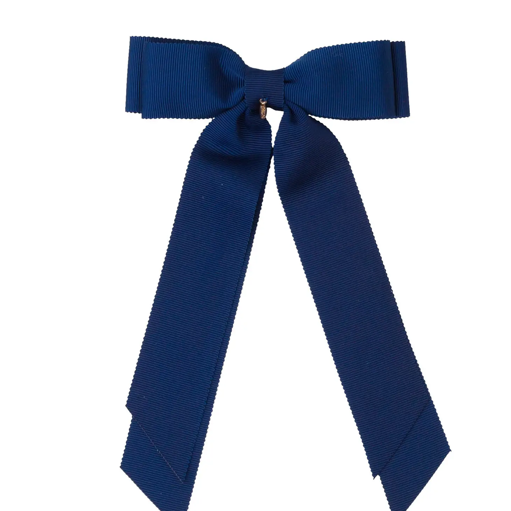 Kid's Madeline Petersham Long Tail Bow Clip - Navy