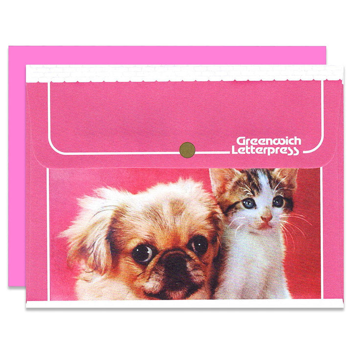 Pink Dog and Cat Friends – Envelope & Card Set