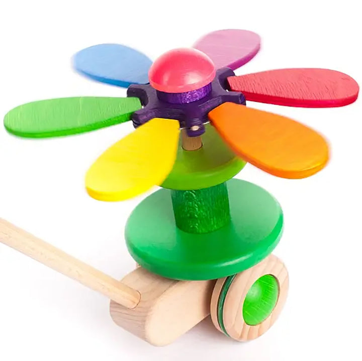 Wooden Flower Rainbow Push Toy