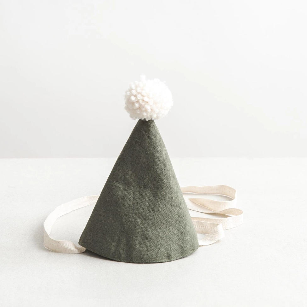 Handmade Linen Party Hat with Pom Pom- Available in Other Colors!