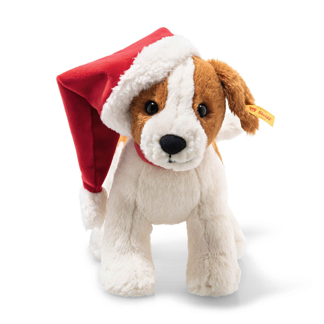 Snuffy Puppy Dog Plush with Santa Hat for Holiday