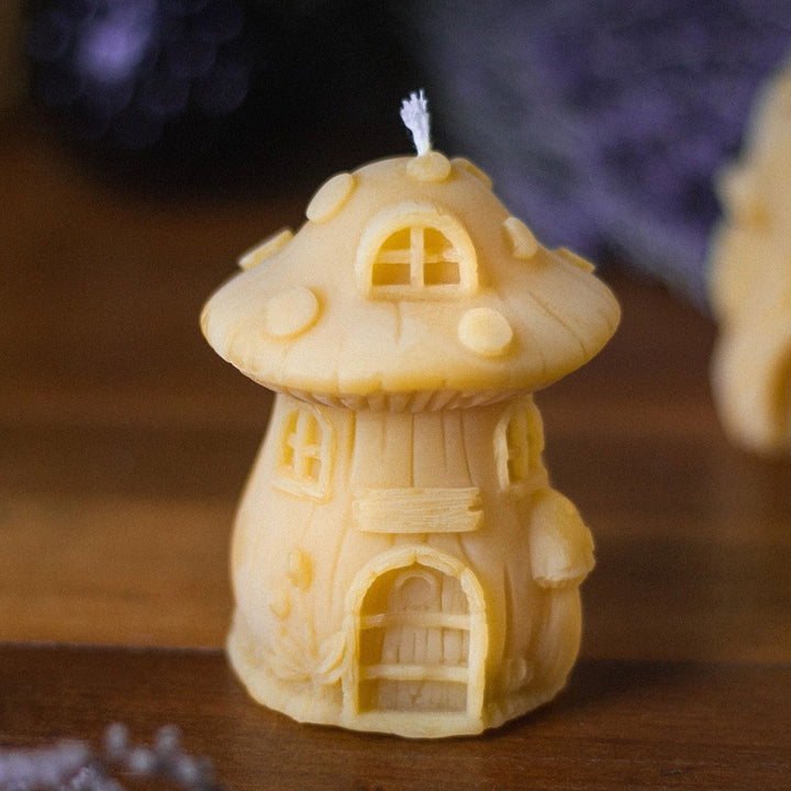 Toadstool Fairy House Beeswax Candle