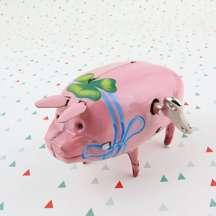 Retro Tin Toy Polly Pig - Blue Ribbon