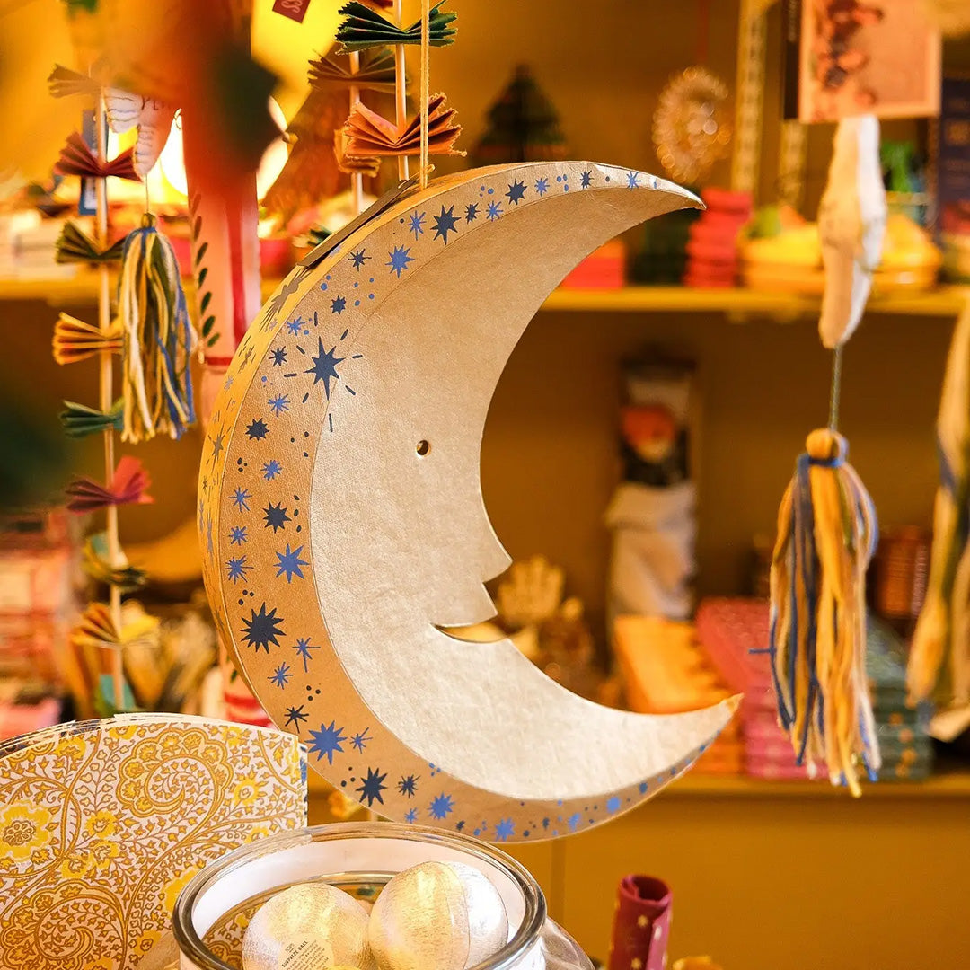 Large Shimmering Man On The Moon Board Decoration