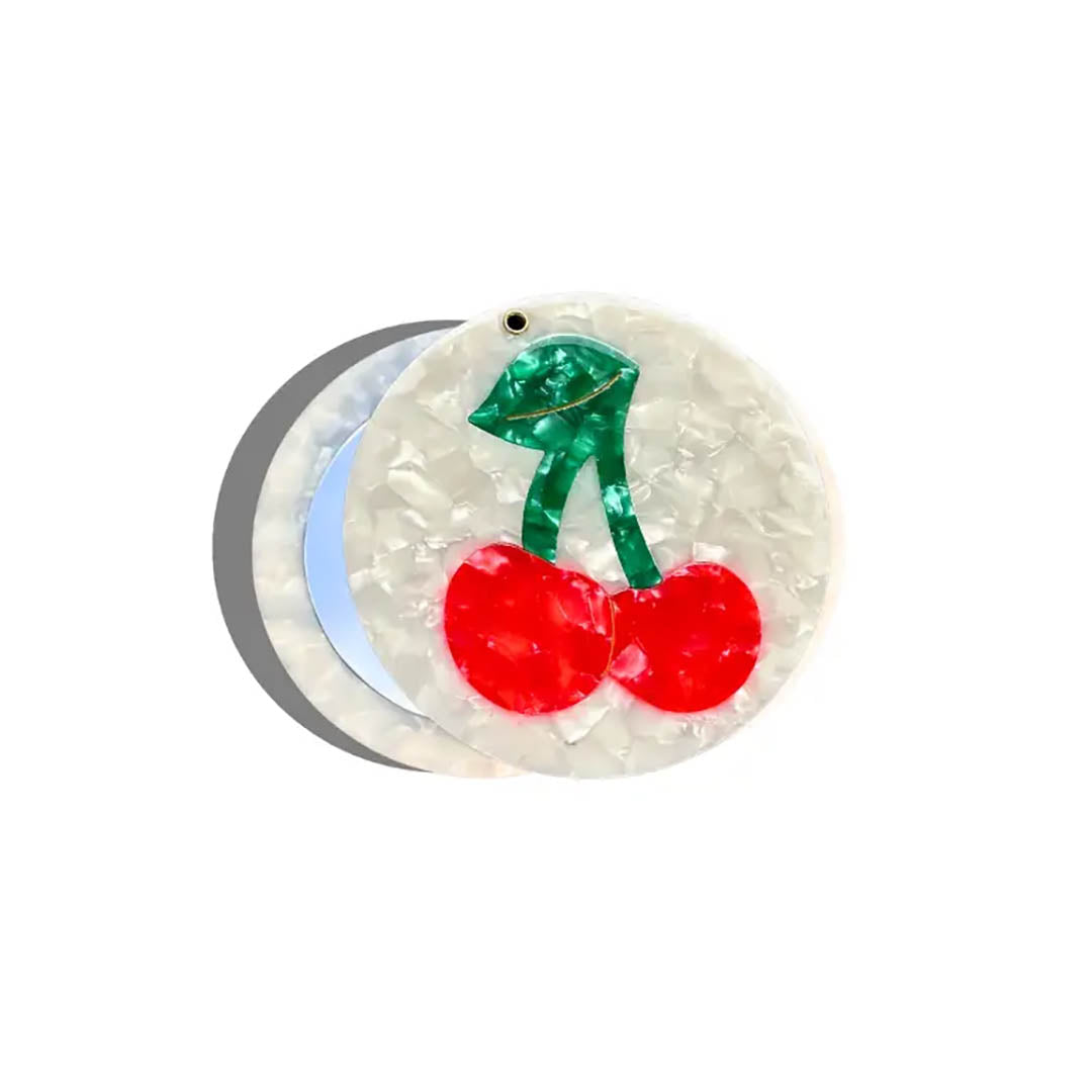 Hand-painted Cherry Compact Mirror