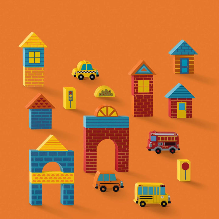 Build & Play Wood Blocks - Busy City