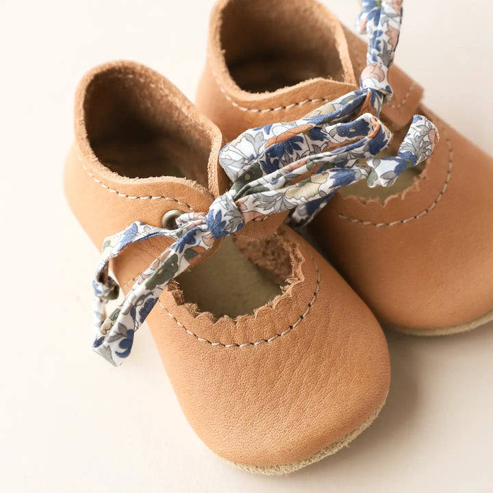 Tie Baby Mary Janes in Caramel