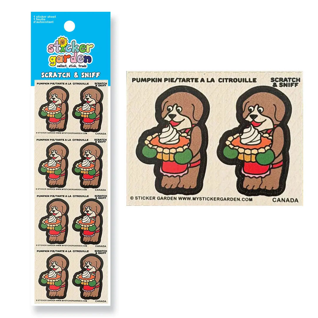 Scratch and Sniff Sticker Sheet Dog Pumpkin Pie Scent