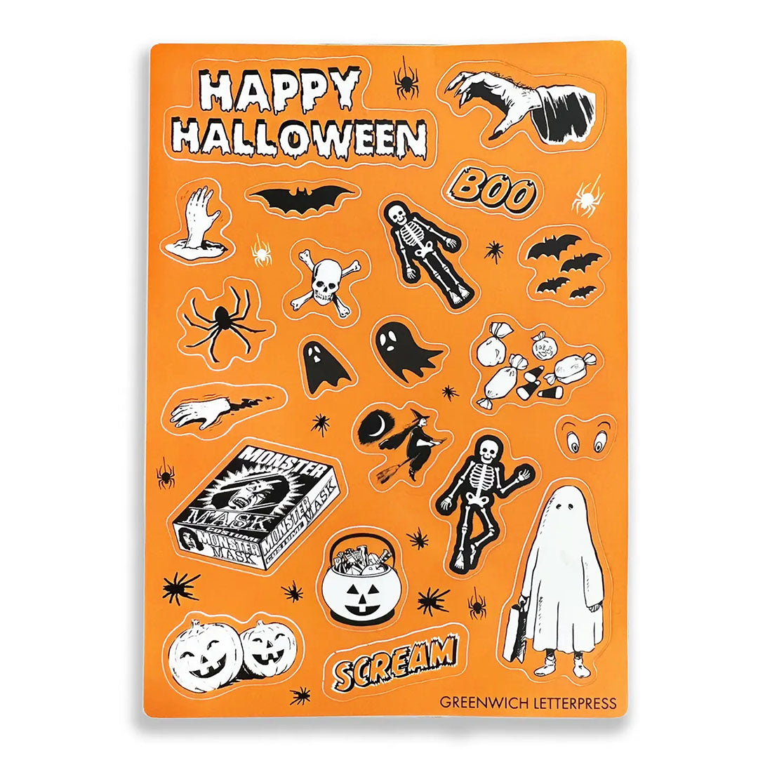 Vintage Halloween Sticker Sheet – Retro & Cute Die-Cut