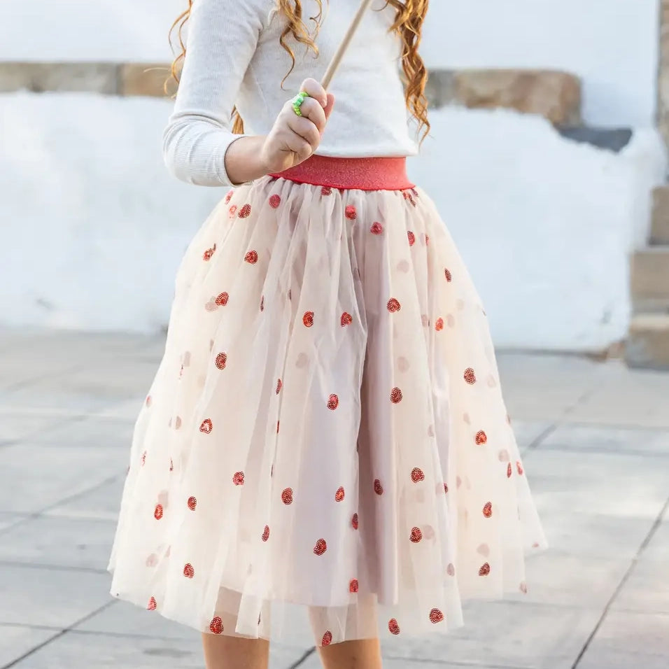 NEW The Long Sequined Red Heart Petticoat Skirt