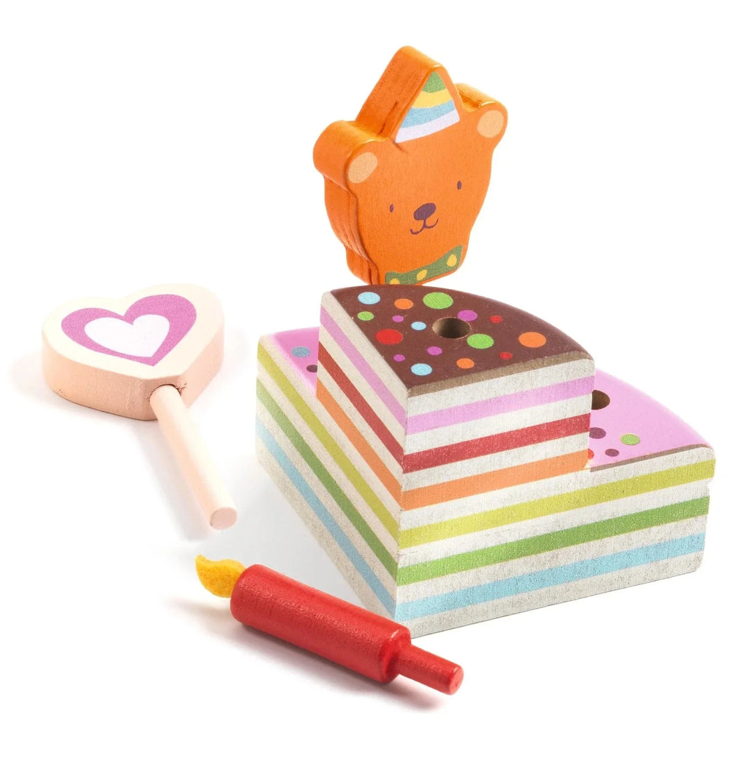 Wooden Happy Birthday Cake Set